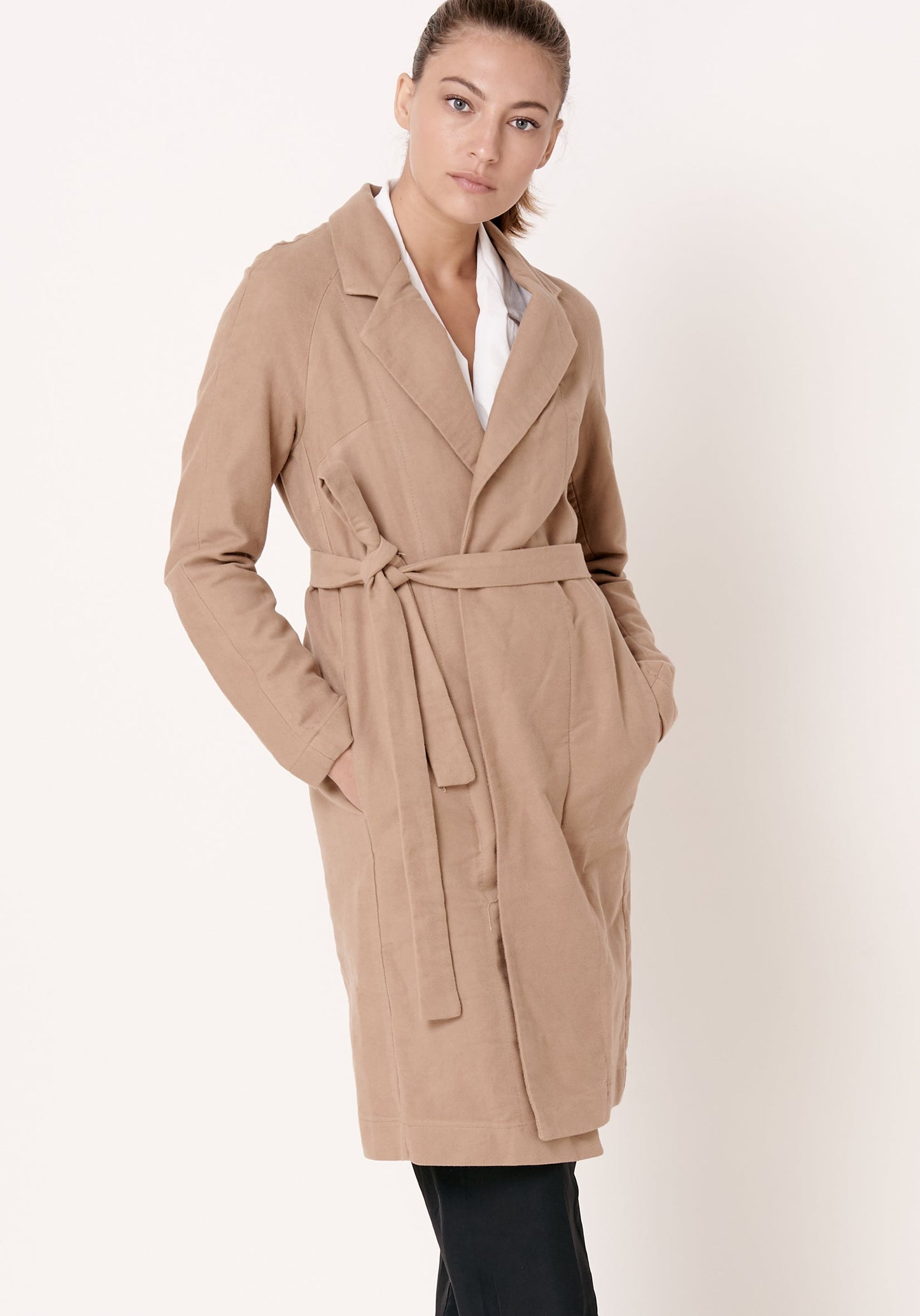 מעיל טרנץ' - קאמל - דגם גולדמן - US-Fashion.tlv