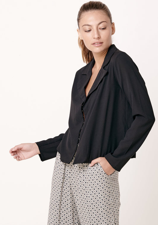 חולצת צווארון - שחור - דגם יפת - US-Fashion.tlv