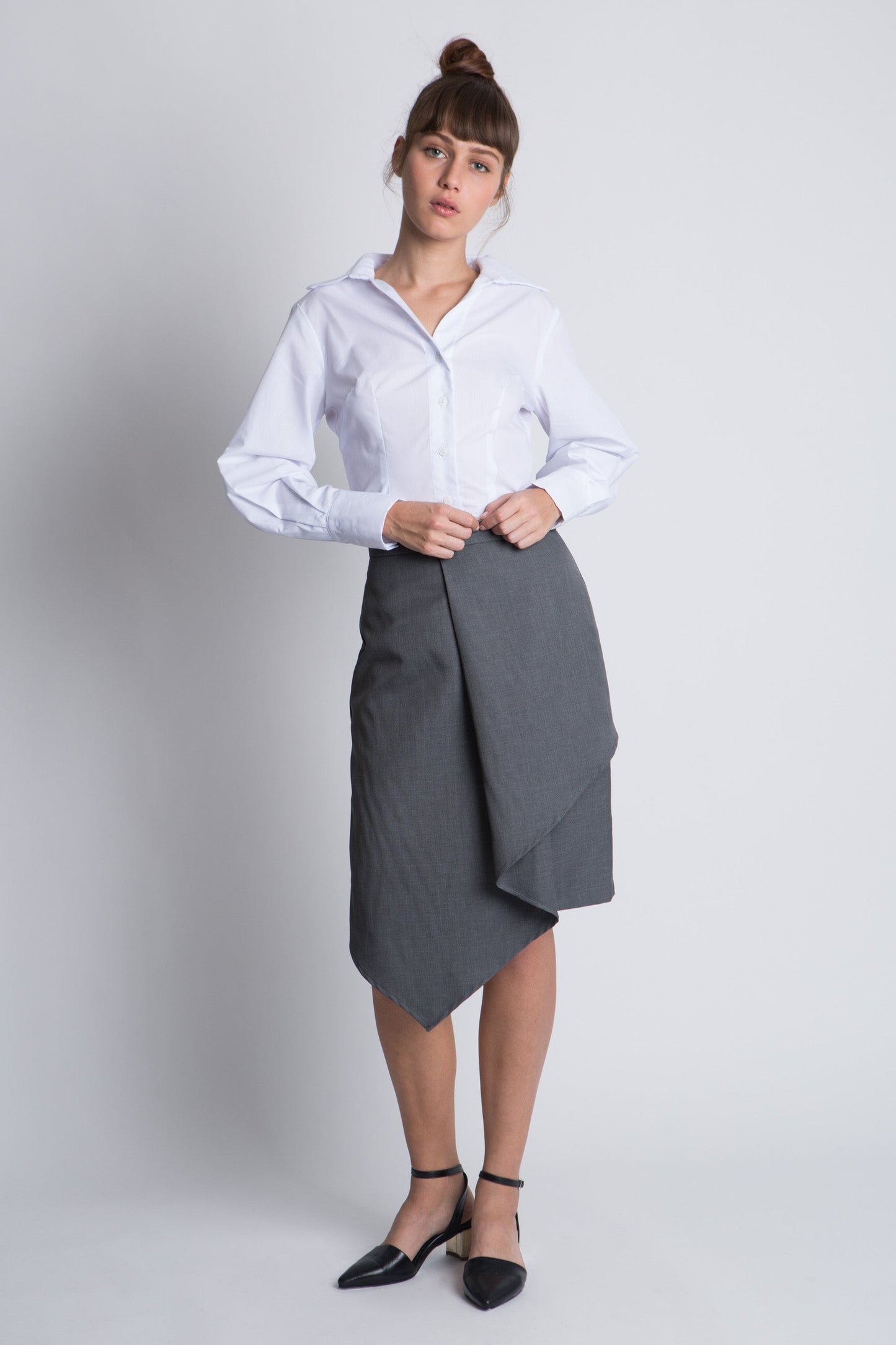 חולצה מכופתרת - לבן - דגם מדיסון - US-Fashion.tlv