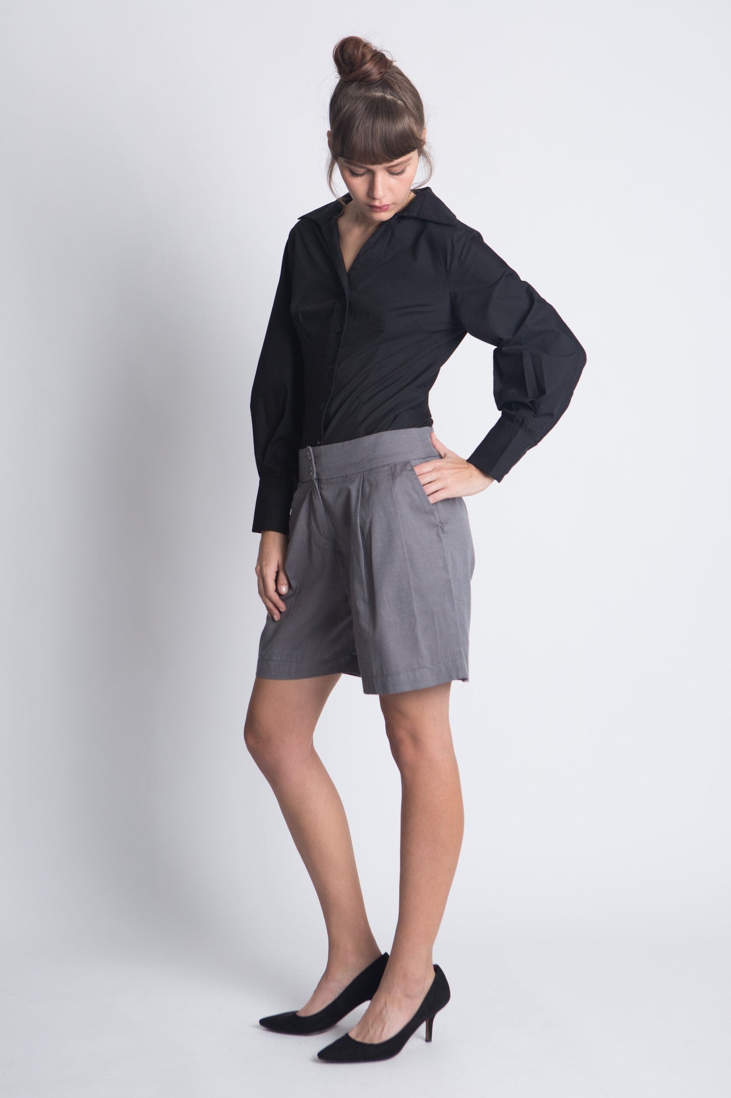 חולצה מכופתרת - שחור - דגם מדיסון - US-Fashion.tlv