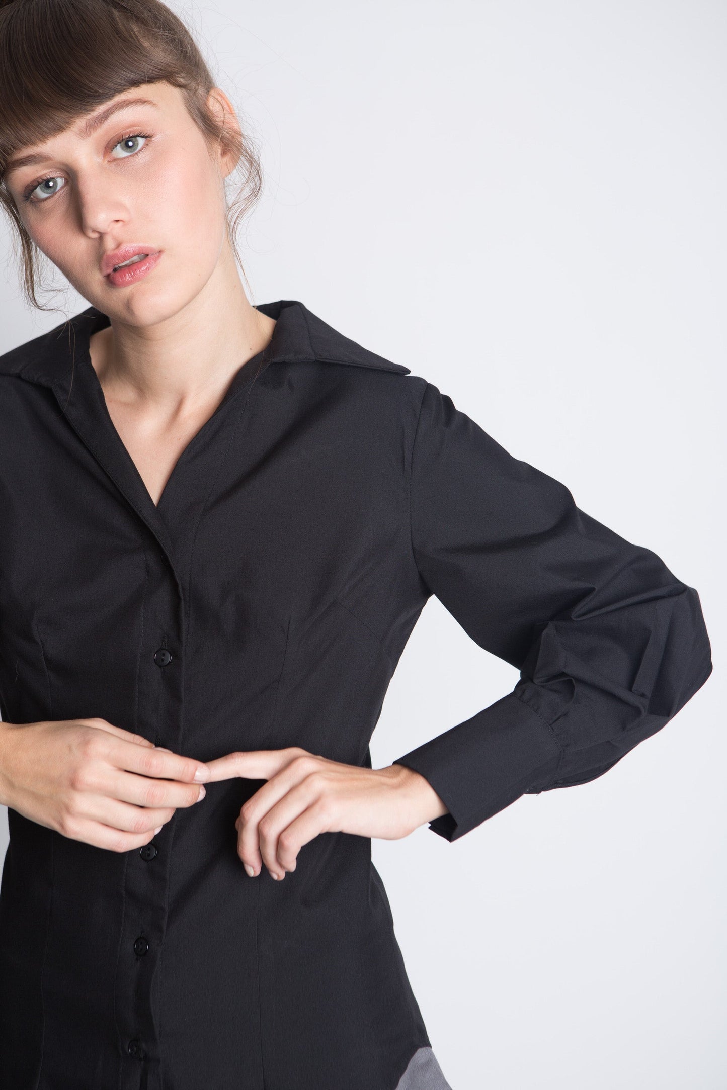 חולצה מכופתרת - שחור - דגם מדיסון - US-Fashion.tlv