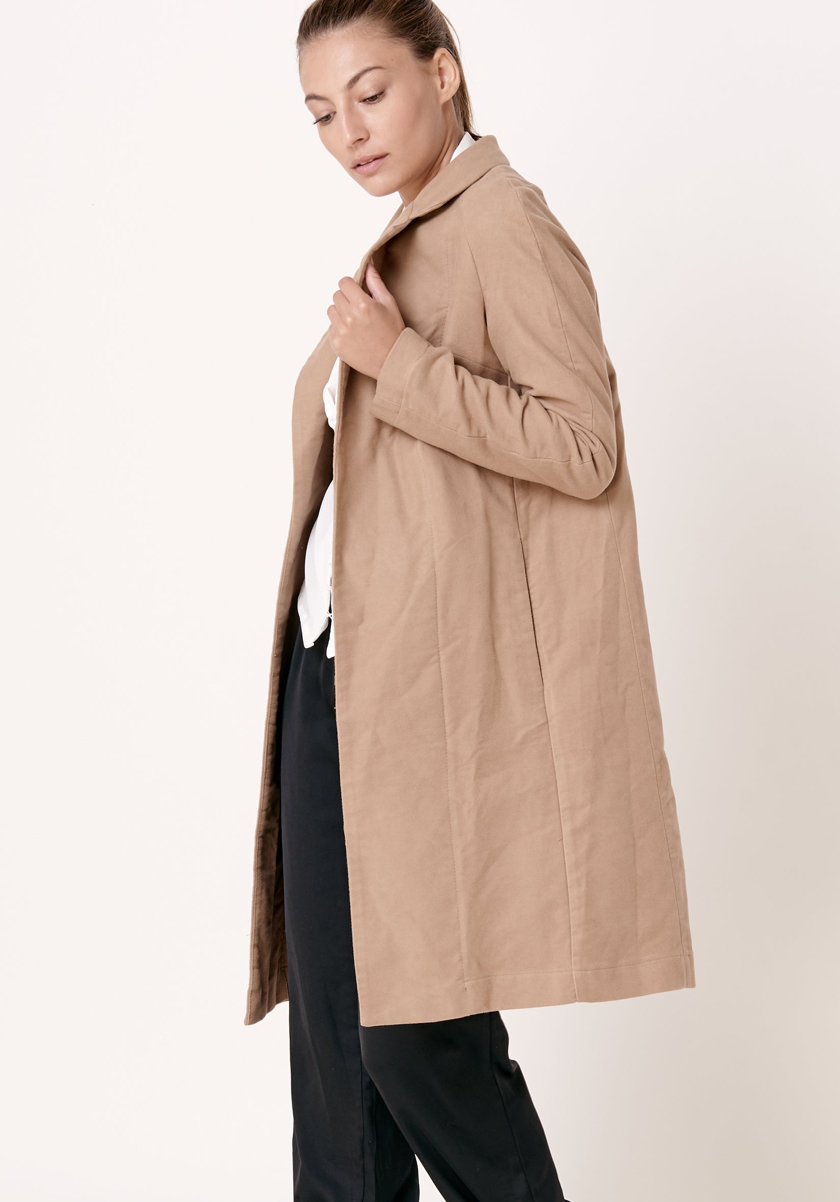 מעיל טרנץ' - קאמל - דגם גולדמן - US-Fashion.tlv
